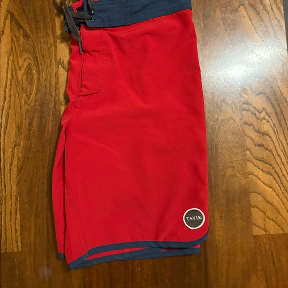 Tavik Men's Bold Red and Navy Swim Shorts - Picture 4 of 4